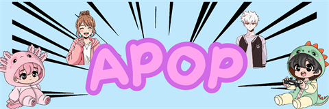 Cartoon characters surround the bold pink text 