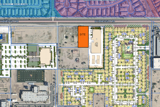 Map highlighting a site labeled 